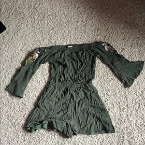 Love, Fire Olive Green Textured romper